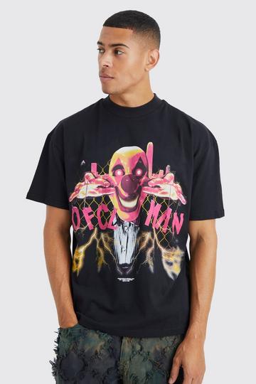 Oversized Halloween Clown Graphic T-shirt black