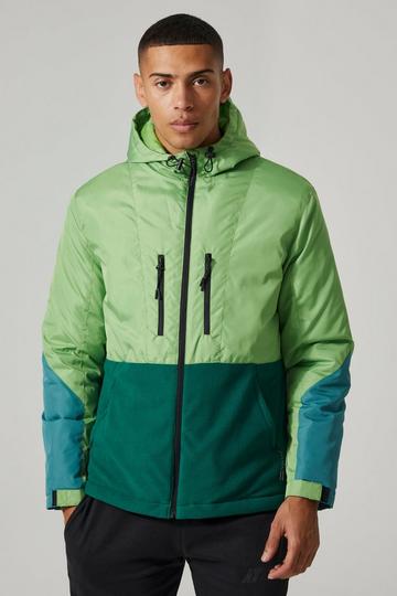 Relaxed Colour Block Polar Fleece Jacket lime