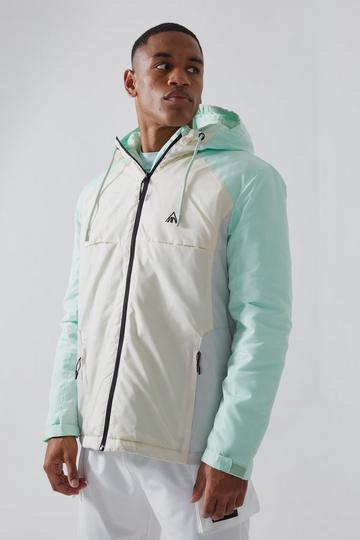 Relaxed Colour Block Padded Riptstop Jacket stone