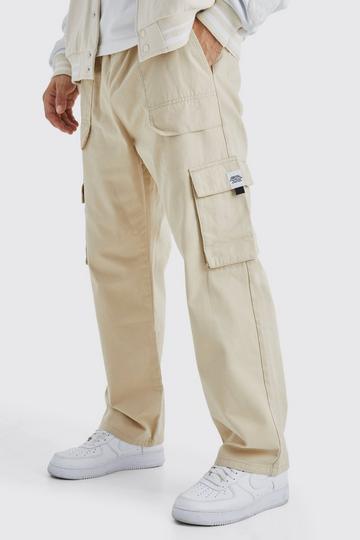 Elastic Waist Relaxed Fit Cargo Jogger stone