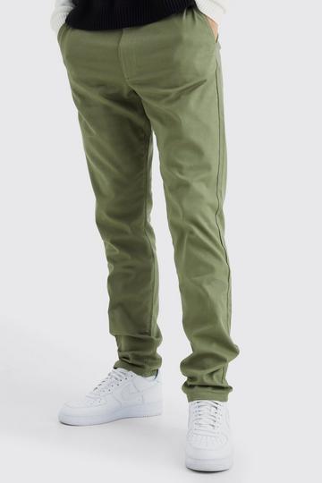 Khaki Tall Fixed Waist Slim Chino Trouser