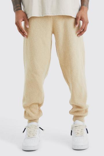 Brushed Ribbed Knitted Joggers ecru