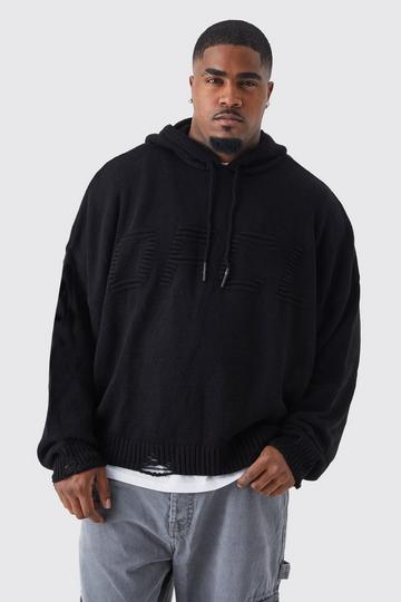 Black Plus Boxy 3d Ofcl Knitted Hoodie