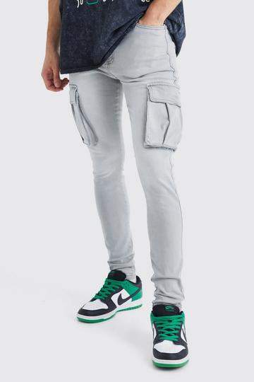 Tall Super Skinny Stretch Cargo Jeans mid grey