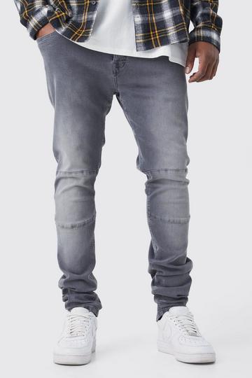 Grey Plus Skinny Stretch Stacked Zip Hem Jean