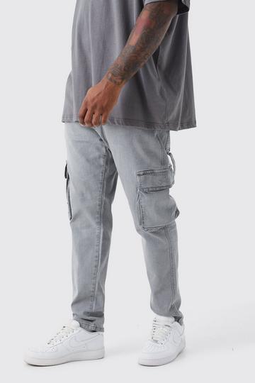 Grey Plus Skinny Stretch Carpenter Cargo Jean