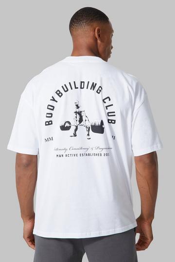 Man Active Oversized Body Building T-shirt white