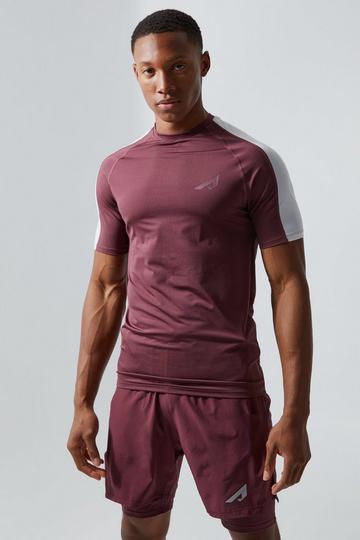Active Colour Block Fast Dry T-shirt maroon