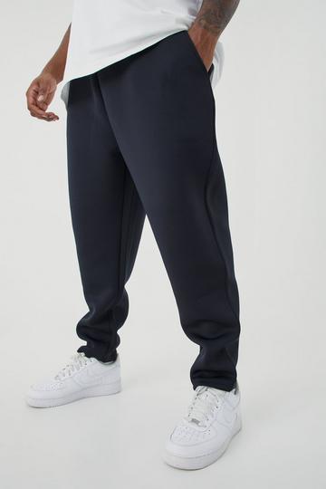 ASOS DESIGN smart tapered joggers in navy scuba with fixed hem