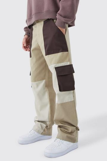 Relaxed Fit Colour Block Cargo Trouser chocolate