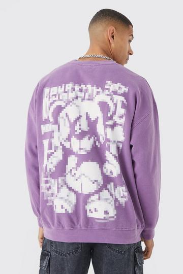 Overdye Pixilated Bear Sweatshirt purple