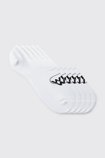 5 Pack Worldwide Logo Invisible Socks white