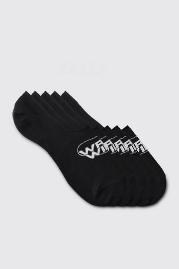 Black 5 Pack Worldwide Logo Invisible Socks