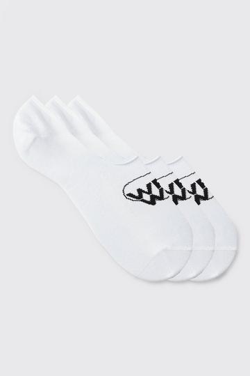 3 Pack Worldwide Logo Invisible Socks white