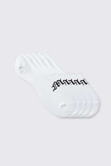 White 5 Pack Gothic Man Invisible Socks