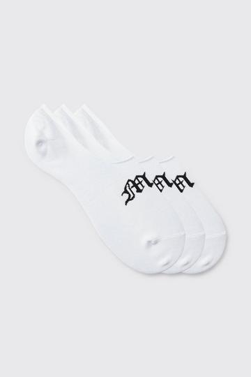 White 3 Pack Gothic Man Invisible Socks