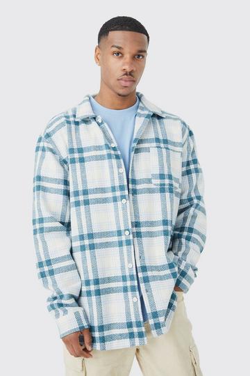 Oversized Flannel Check Shirt blue