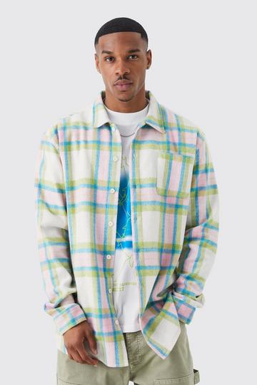 Oversized Flannel Check Shirt green