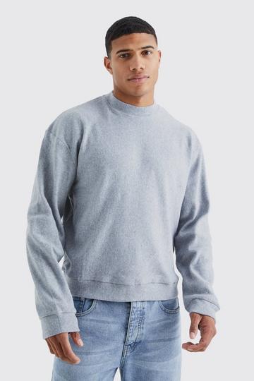 Grey Brushed Rib Ottoman Oversized Boxy Sweater