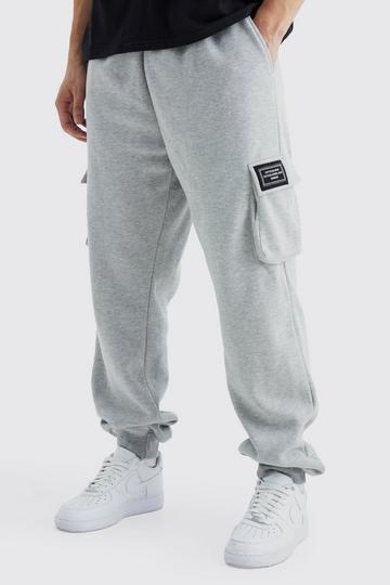 Grey Tall Jersey Cargo Jogger With Woven Tab