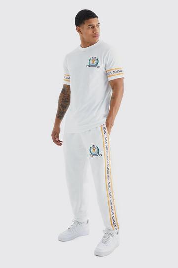 White Man Gold Embroidered Tshirt And Jogger Set