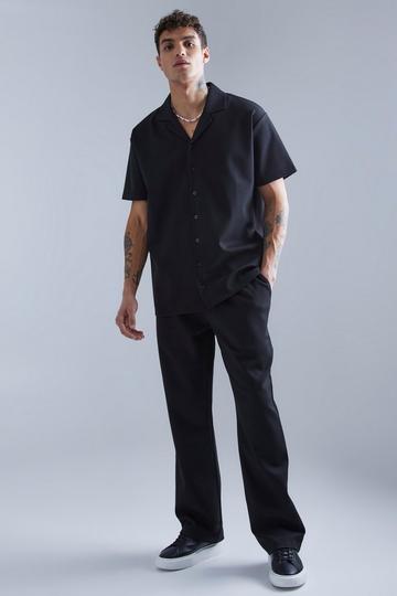 Jersey Revere Shirt And Trouser Set black