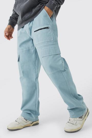 Relaxed Multi Cargo Pocket Contrast Stitch Trouser slate