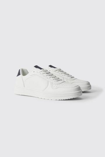Perforated Panelled Trainers white