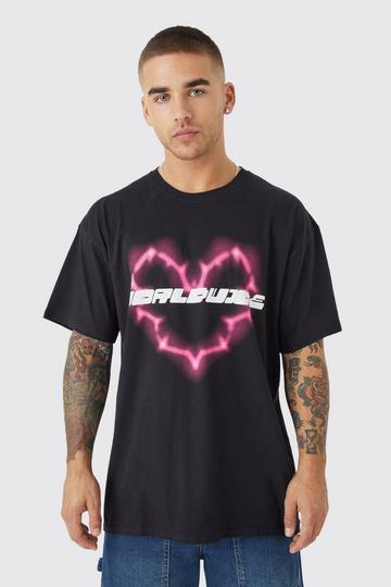 boohooMAN Men's Plus Size Pixilated Heart Graphic T-Shirt