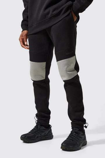 Active Skinny Mesh Detail Cuffed Joggers black