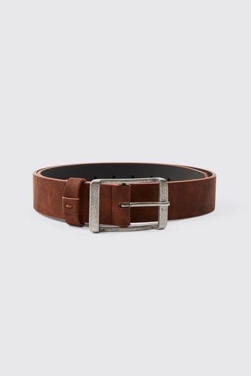 Brown Distressed Faux Leather Belt
