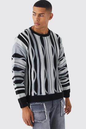 Crew neck jacquard sweater, Knitwear & Sweatshirts, Men's