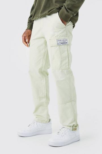 Straight Leg Zip Cargo Ripstop Trouser With Woven Tab sage