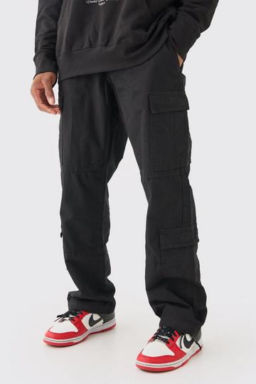 Relaxed Multi Cargo Ripstop Trouser With Woven Tab black