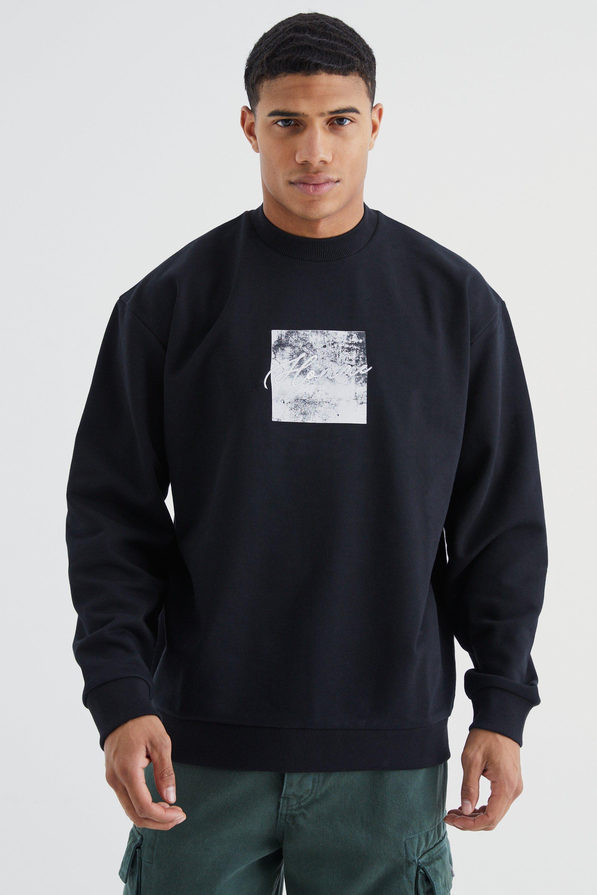 Men's Oversized Chicago Print Sweatshirt | Boohoo UK