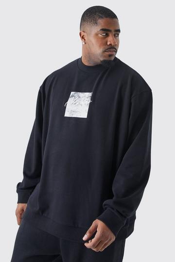 Black Plus Oversized Extended Neck Emboridered Sweatshirt