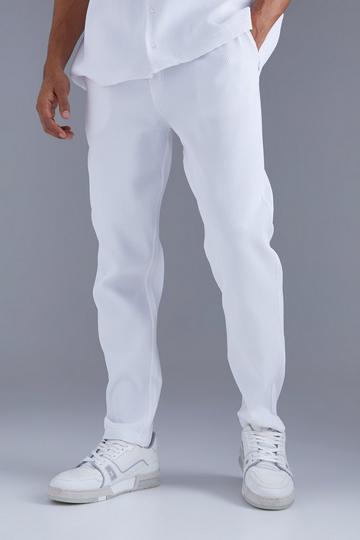 Slim Fit Pleated Trousers white