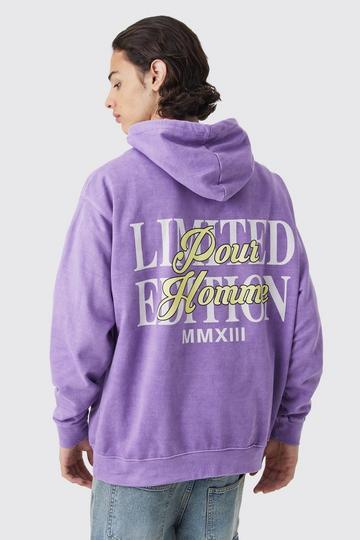 Purple Oversized Wash Limited Edition Graphic Hoodie