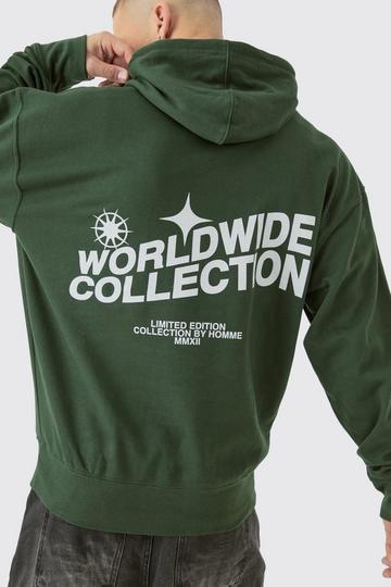 Oversized Worldwide Graphic Hoodie green