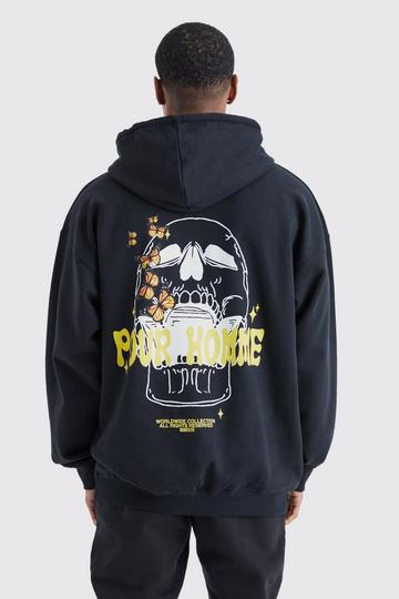 Oversized Pour Homme Skull Graphic Hoodie black