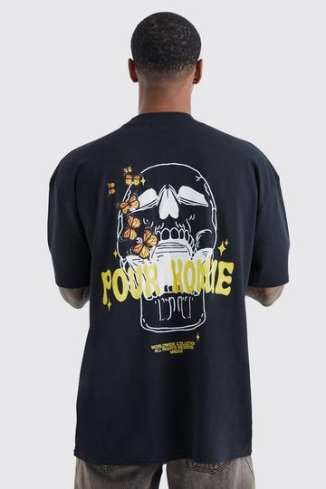 Oversized Pour Homme Skull Graphic T-shirt black