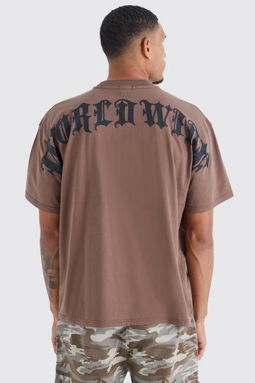 Tall Oversized Heavy Large Text T-shirt coffee