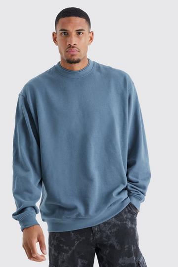 Blue Tall Oversized Heavy Double Neck Sweatshirt