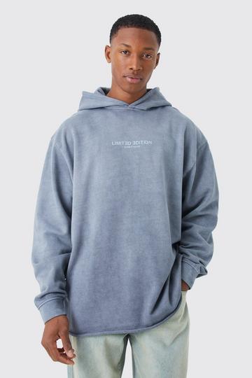Oversized Washed Limited Raw Hem Hoodie taupe