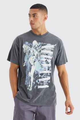 boohooMAN Men's Oversized Acid Wash Star Wars License T-Shirt