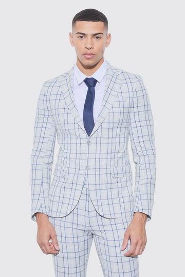 Grey Super Skinny Grey Check Suit Trousers