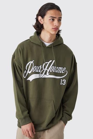 Oversized Pour Homme Graphic Hoodie khaki