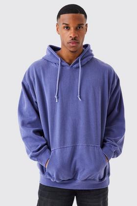 ASOS DESIGN oversized washed purple hoodie in reverse loopback
