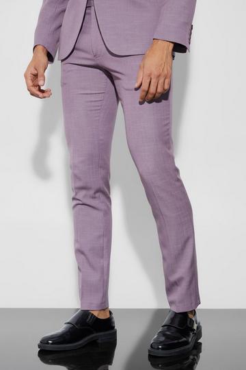 Skinny Fit Micro Texture Suit Trousers mauve