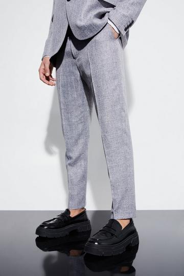 Grey High Rise Tapered Textured Marl Trousers